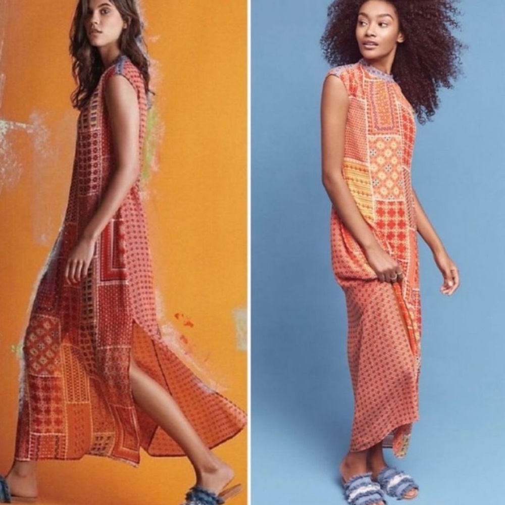 Tanvi Kedia Patchwork Red Maxi Dress